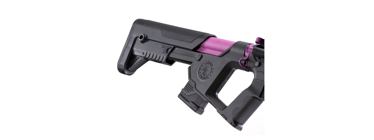 Lancer Tactical Low FPS Enforcer Needletail Skeleton M4 AEG Rifle with Alpha Stock (Color: Black & Purple)