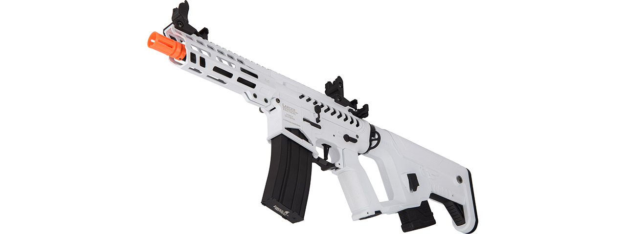 Lancer Tactical Low FPS Enforcer Needletail Skeleton M4 AEG Rifle with Alpha Stock (Color: White & Black) - Click Image to Close