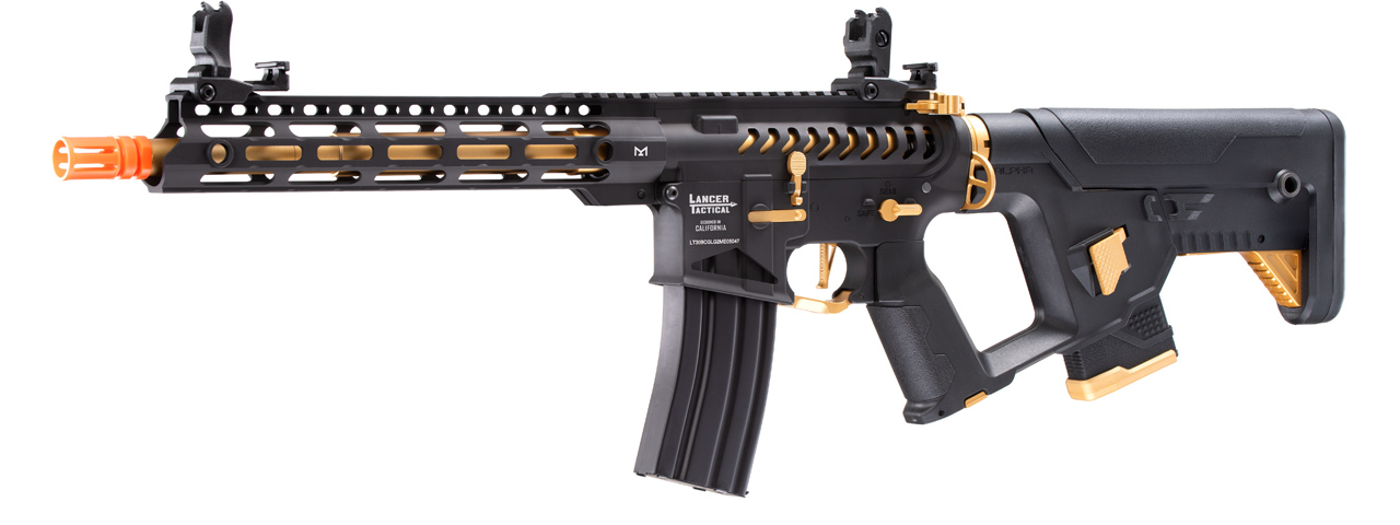 Lancer Tactical [Low FPS] Enforcer Blackbird Skeleton AEG w/ Alpha Stock (Color: Black and Gold)