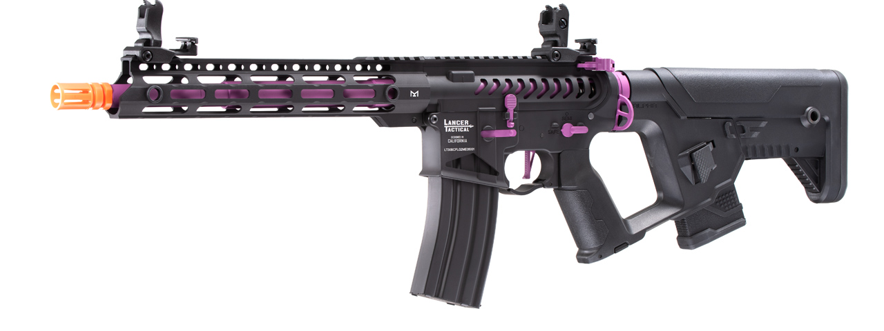 Lancer Tactical Enforcer Blackbird Skeleton AEG w/ Alpha Stock (Color: Black & Purple) - Click Image to Close