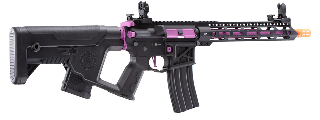 Lancer Tactical Enforcer Blackbird Skeleton AEG w/ Alpha Stock (Color: Black & Purple) - Click Image to Close