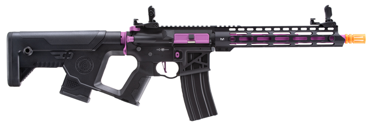 Lancer Tactical [Low FPS] Enforcer Blackbird Skeleton AEG w/ Alpha Stock (Color: Black and Purple) - Click Image to Close