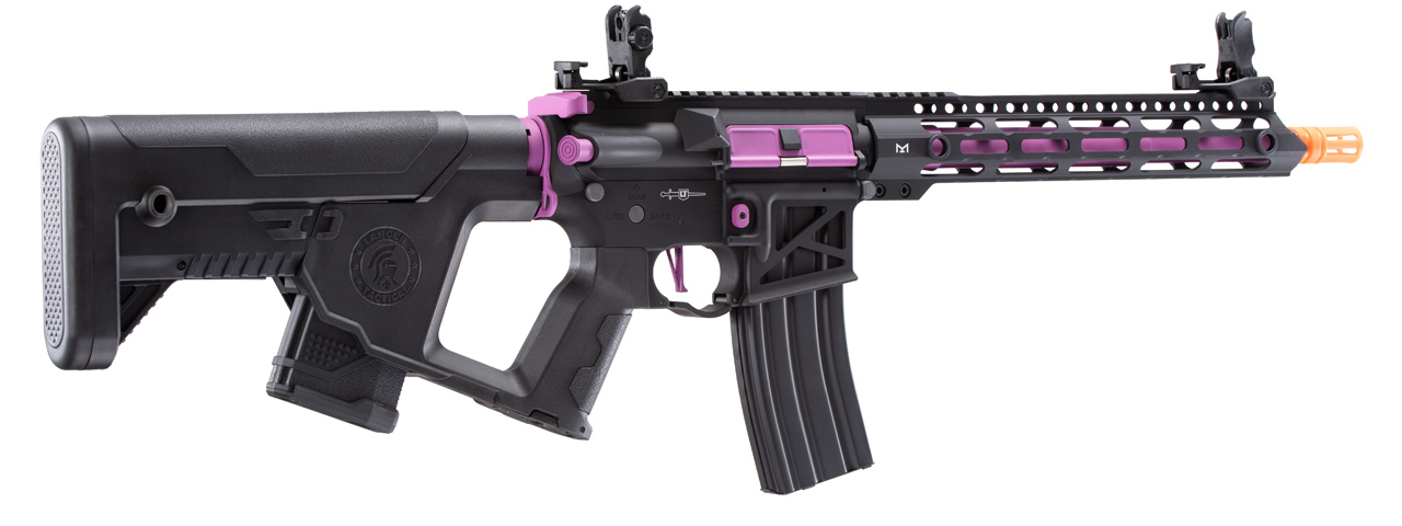 Lancer Tactical [Low FPS] Enforcer Blackbird Skeleton AEG w/ Alpha Stock (Color: Black and Purple) - Click Image to Close