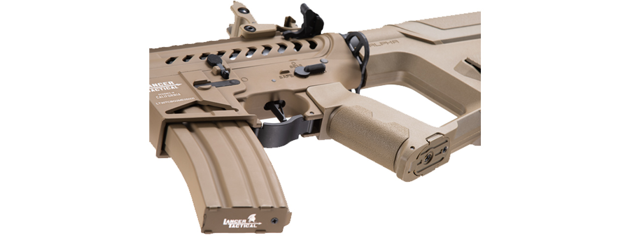 Lancer Tactical Enforcer Blackbird Skeleton AEG w/ Alpha Stock (Color: Tan) - Click Image to Close