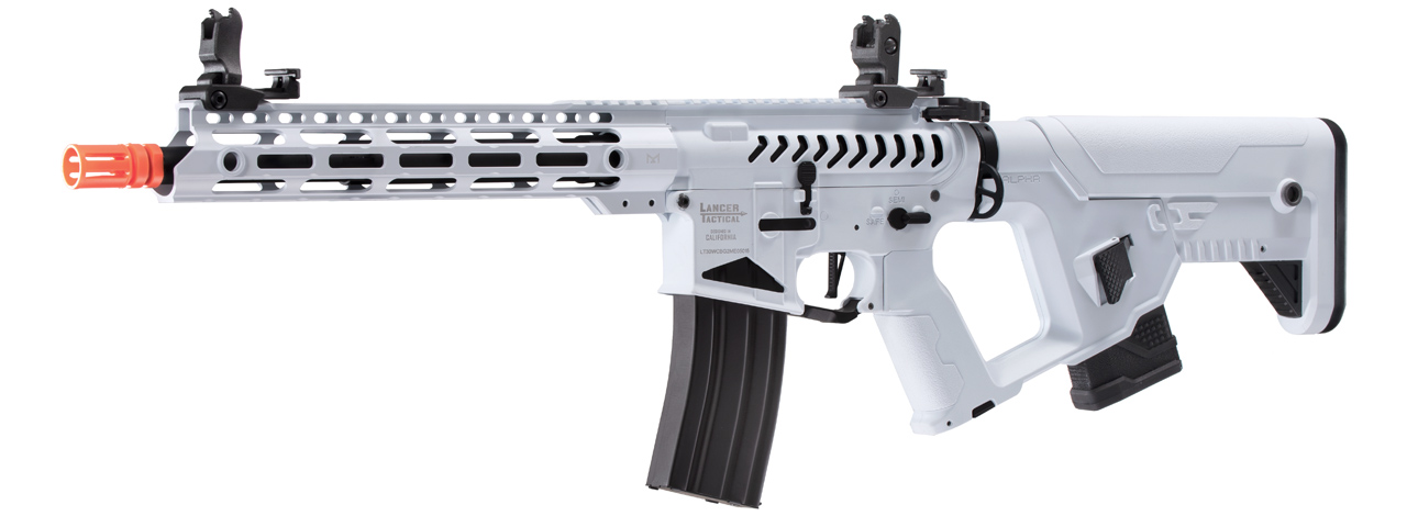 Lancer Tactical Enforcer Blackbird Skeleton AEG w/ Alpha Stock (Color: White) - Click Image to Close