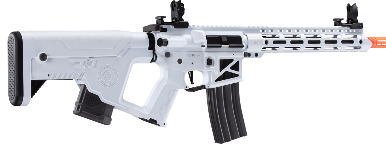 Lancer Tactical Enforcer Blackbird Skeleton AEG w/ Alpha Stock (Color: White) - Click Image to Close