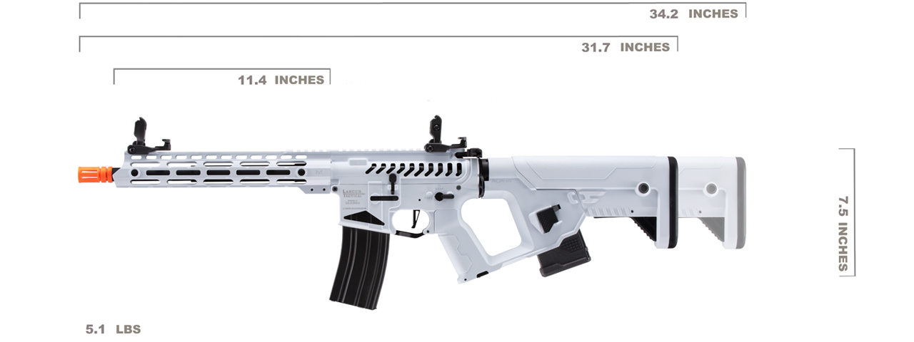 Lancer Tactical Enforcer Blackbird Skeleton AEG w/ Alpha Stock (Color: White) - Click Image to Close