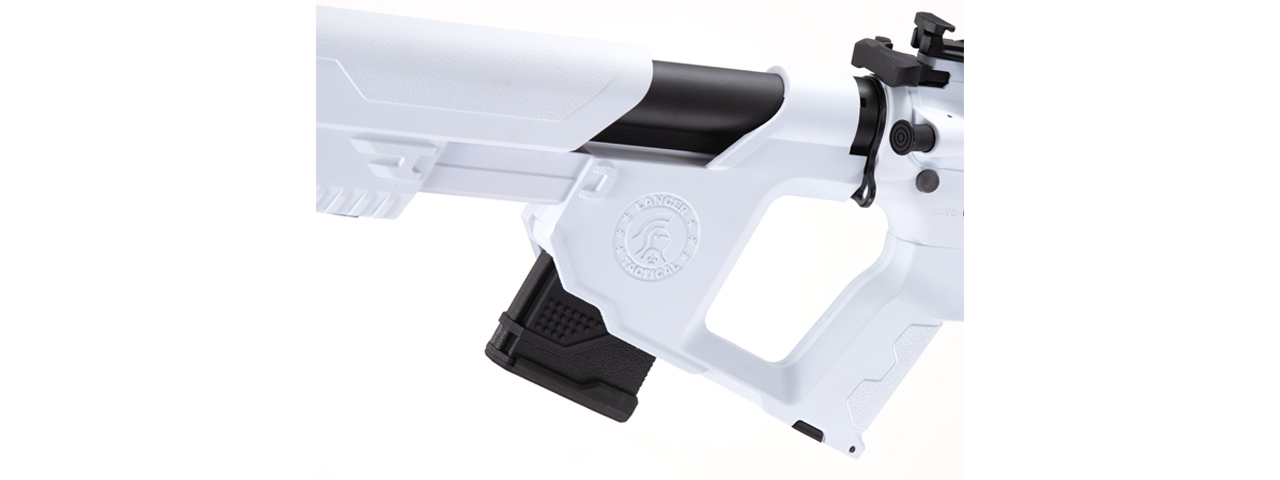 Lancer Tactical Enforcer Blackbird Skeleton AEG w/ Alpha Stock (Color: White) - Click Image to Close