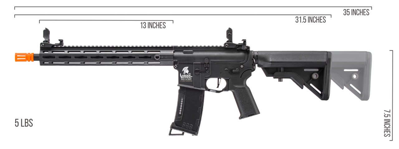 Lancer Tactical Gen 3 Hellion M-LOK 13" Airsoft M4 AEG (Color: Black) - Click Image to Close