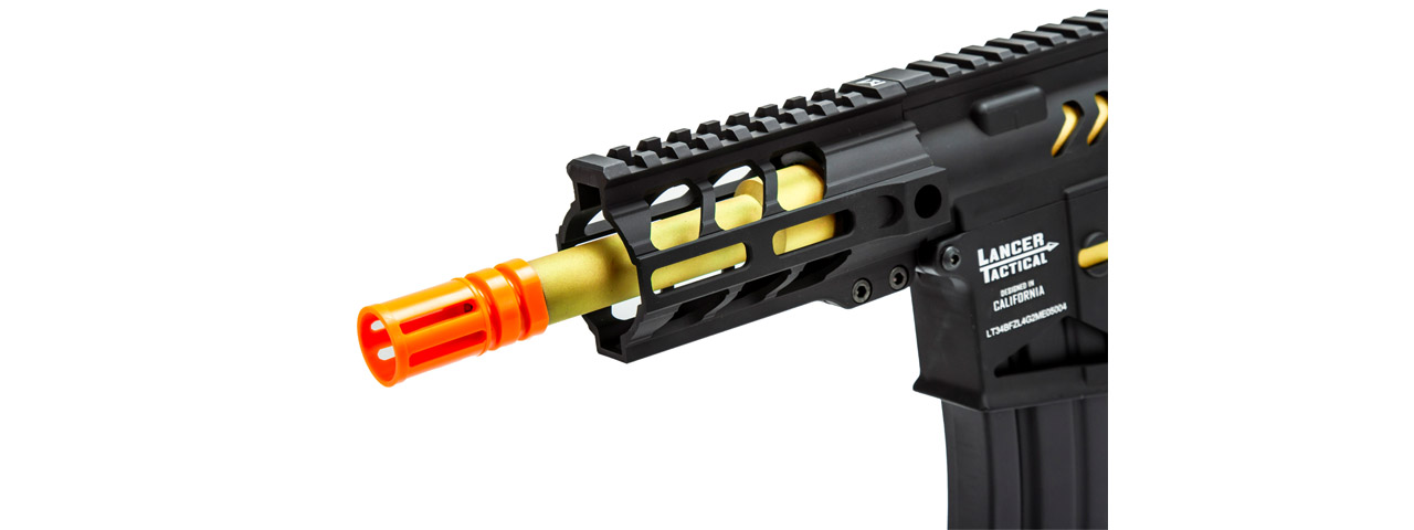 Lancer Tactical Enforcer Gen 2 Battle Hawk 4" PDW AEG (Color: Black / Gold) - Click Image to Close