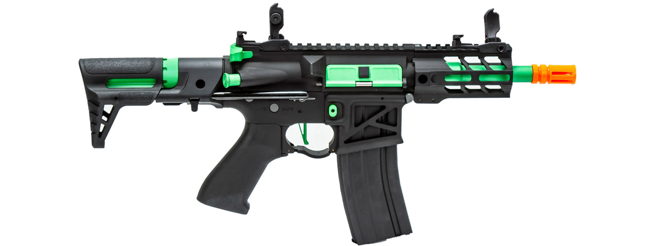 Lancer Tactical Enforcer Gen 2 Battle Hawk 4" PDW AEG (Color: Black / Green) - Click Image to Close