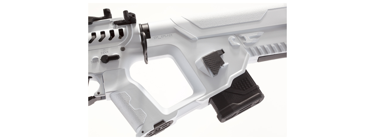 Lancer Tactical Enforcer Battle Hawk 10" Skeleton AEG w/ Alpha Stock (White) - Click Image to Close