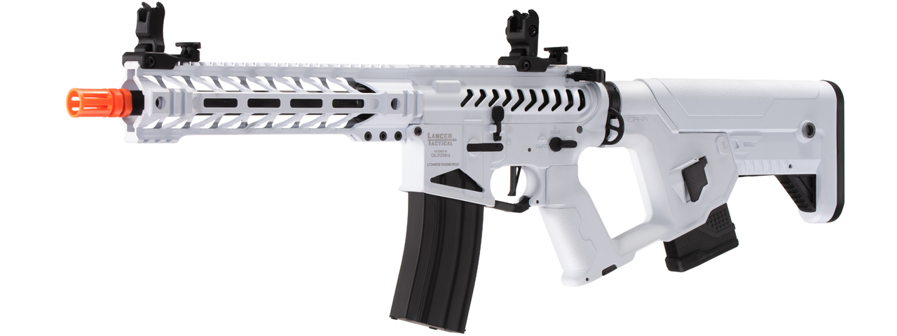 Lancer Tactical Enforcer Battle Hawk 10" Skeleton AEG w/ Alpha Stock (White) - Click Image to Close