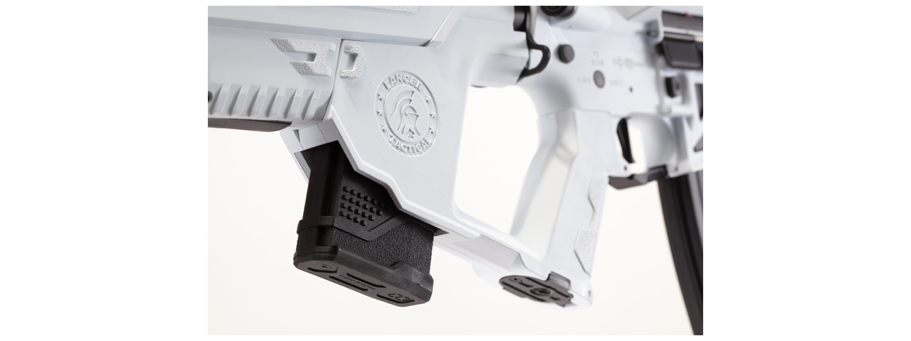 Lancer Tactical Enforcer Battle Hawk 10" Skeleton AEG w/ Alpha Stock (White) - Click Image to Close