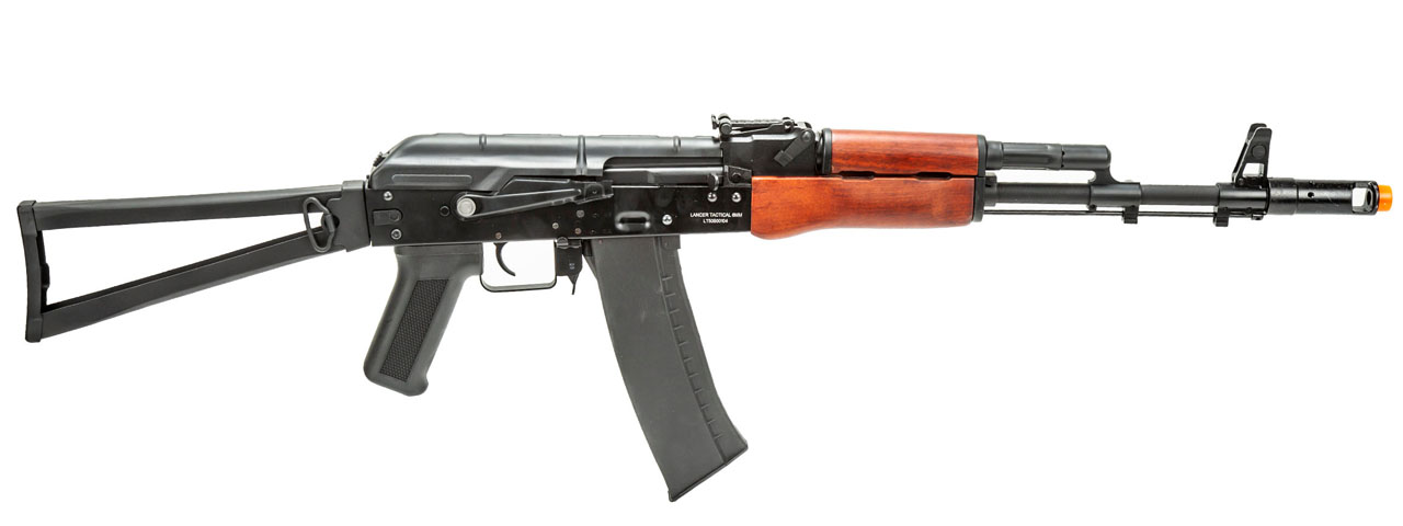 Lancer Tactical AK-Series AK-74N AEG Airsoft Rifle w/ Skeleton Folding Stock (Real Wood Furniture)