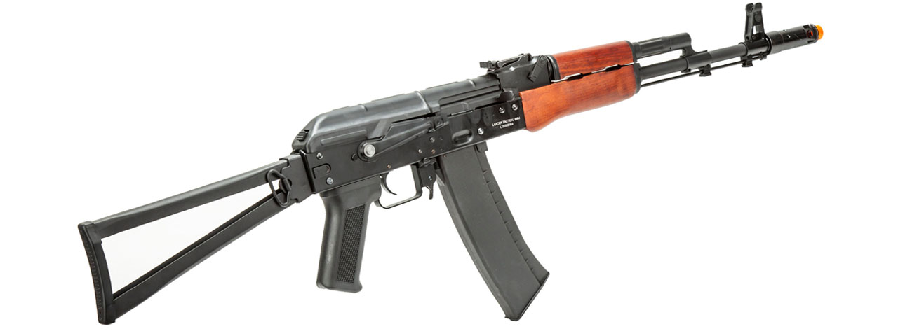 Lancer Tactical AK-Series AK-74N AEG Airsoft Rifle w/ Skeleton Folding Stock (Real Wood Furniture)