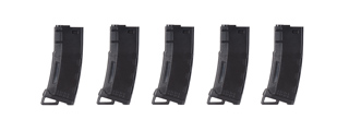 Lancer Tactical 130 Round High Speed Mid-Cap Magazine Pack of 5 (Black)