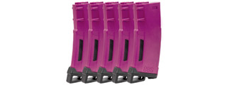 Lancer Tactical 130 Round High Speed Mid-Cap Magazine Pack of 5 (Color: Purple)