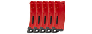 Lancer Tactical 130 Round High Speed Mid-Cap Magazine Pack of 5 (Color: Red)