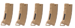 Lancer Tactical 130 Round High Speed Mid-Cap Magazine Pack of 5 (Tan)