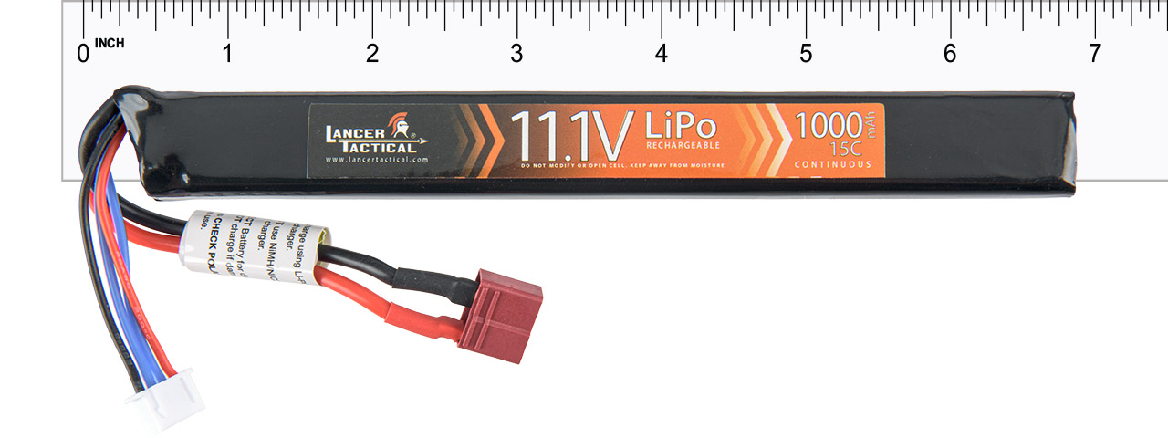 Lancer Tactical 11.1v 1000mAh 15C Stick LiPo Battery (Deans Connector) - Click Image to Close