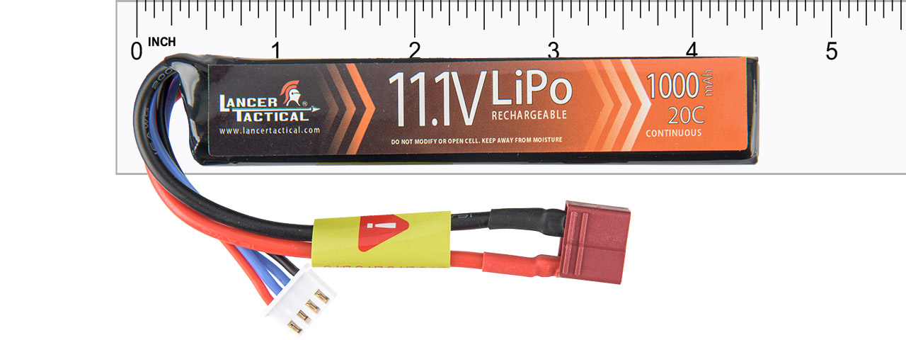 Lancer Tactical 11.1v 1000mAh 15C Stick LiPo Battery (Deans Connector) - Click Image to Close