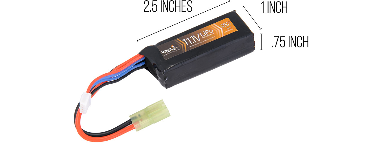 Lancer Tactical 11.1v 900mAh 30C Brick Lipo Battery - Click Image to Close