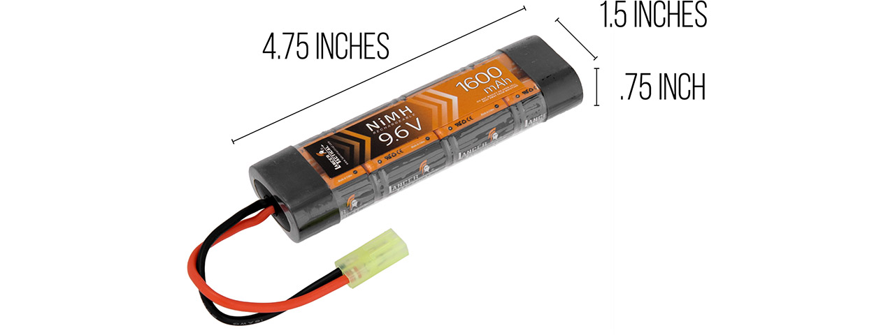 Lancer Tactical 9.6v 1600mAh Flat NiMH Battery - Click Image to Close