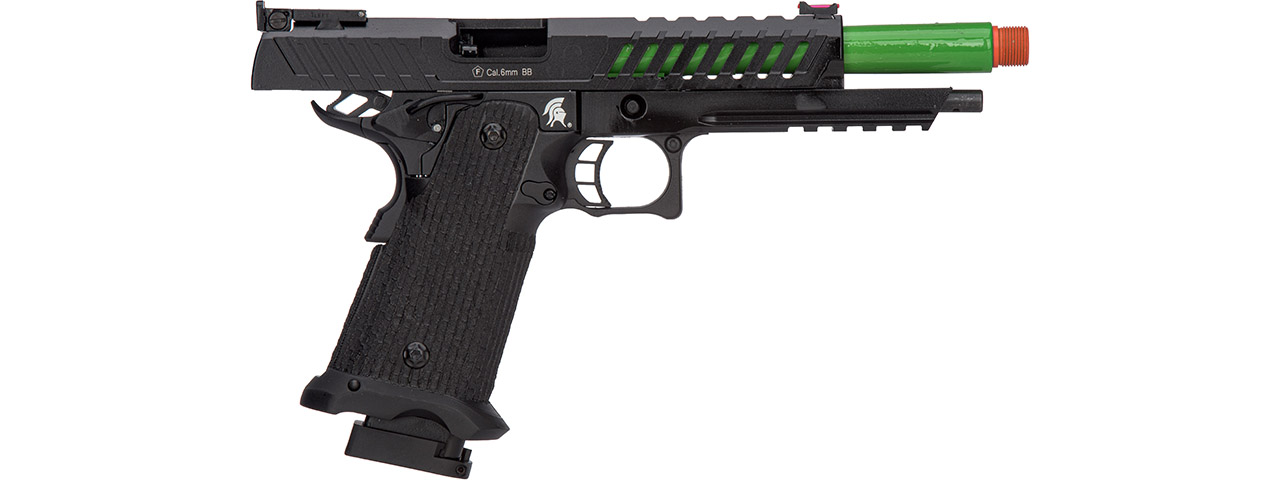 Lancer Tactical Knightshade Hi-Capa Gas Blowback Airsoft Pistol (Color: Black & Green) - Click Image to Close