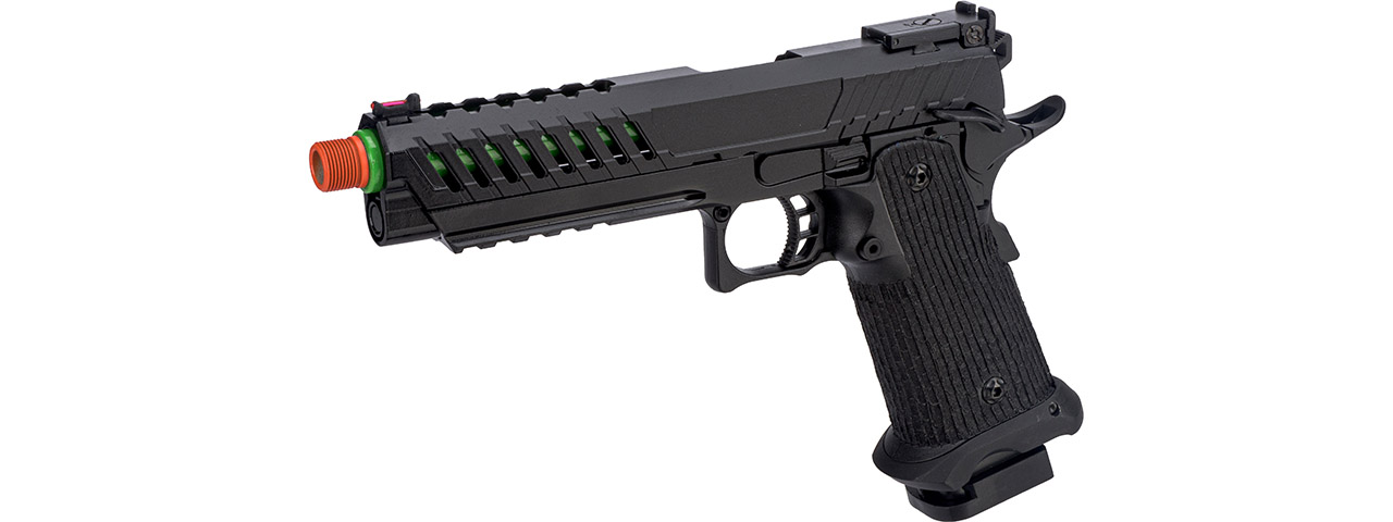 Lancer Tactical Knightshade Hi-Capa Gas Blowback Airsoft Pistol (Color: Black & Green) - Click Image to Close