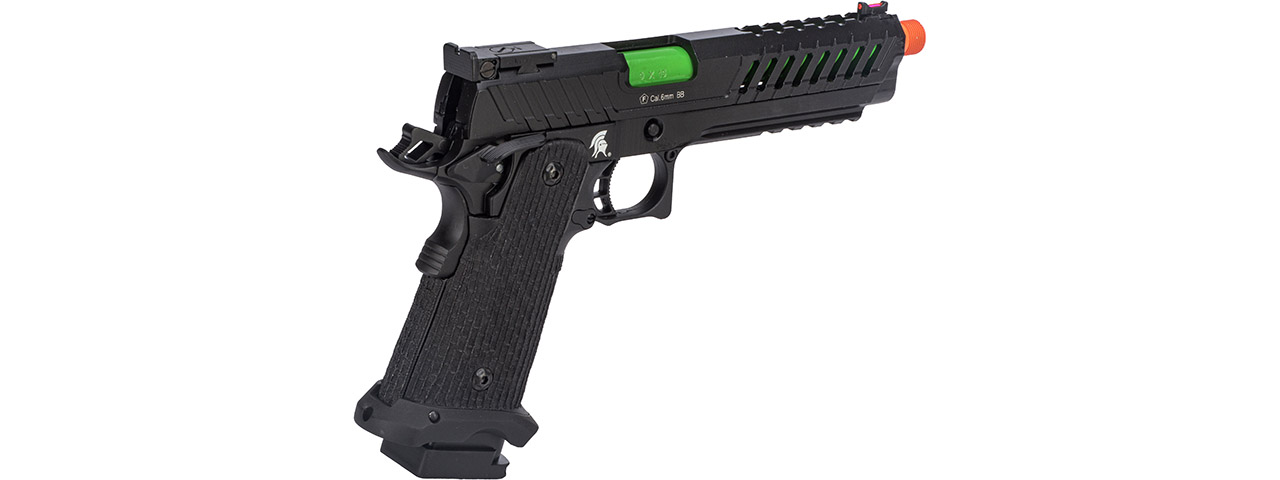 Lancer Tactical Knightshade Hi-Capa Gas Blowback Airsoft Pistol (Color: Black & Green) - Click Image to Close