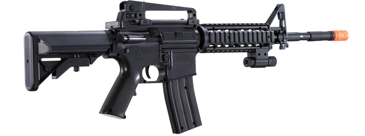 UK Arms M-16A Spring Powered Rifle with 2 Magazines and 2 Stocks (Color: Black)