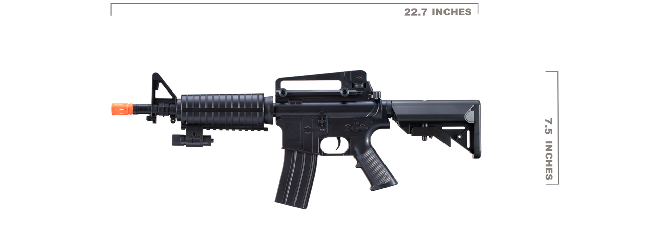 UK Arms M-16C Spring Operated Rifle with Laser Sight and M4 Carbine Handguard (Color: Black) - Click Image to Close