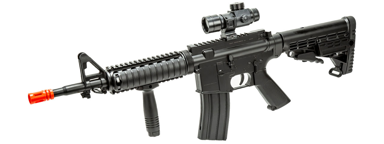 Well Fire Spring Powered Tactical M16A1 w/ Foregrip and Scope (Color: Black) - Click Image to Close