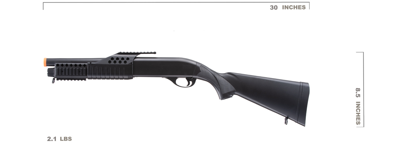 AGM Short Barrel Shell-Fed Pump Action Spring Shotgun (Color: Black)