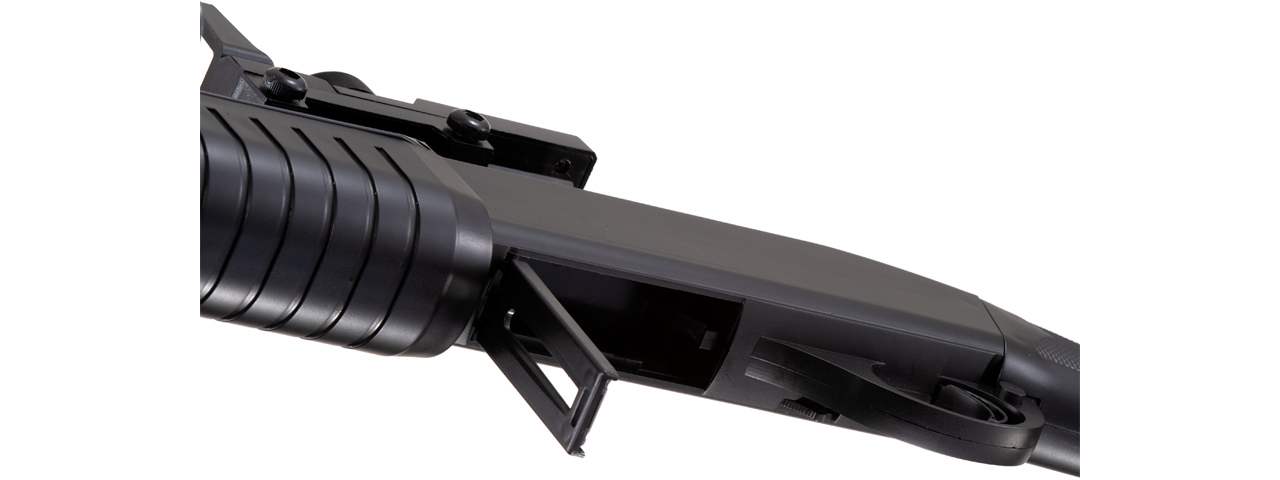 AGM Short Barrel Shell-Fed Pump Action Spring Shotgun (Color: Black) - Click Image to Close