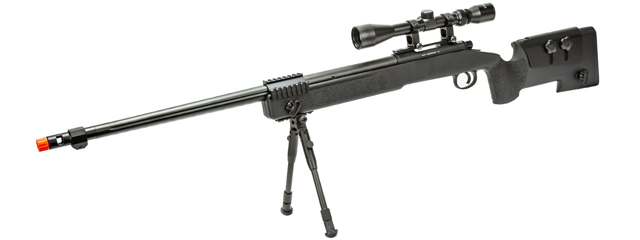 WellFire M40A5 Bolt Action Airsoft Sniper Rifle w/ Scope and Bipod (Color: Black)