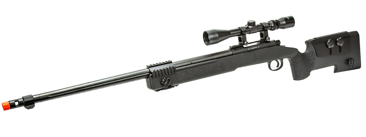 WellFire M40A5 Bolt Action Airsoft Sniper Rifle w/ Scope (Color: Black) - Click Image to Close