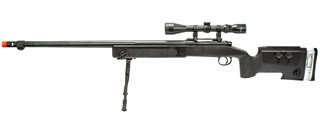 WellFire MB17BAB Bolt Action Airsoft Sniper Rifle w/ Scope and Bipod (Color: Black)