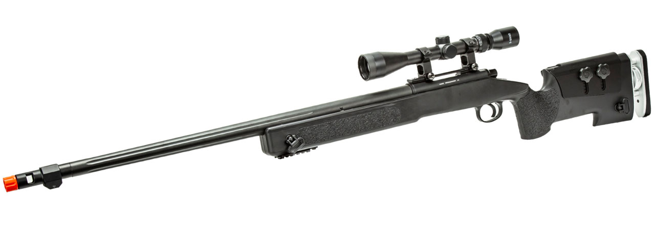 WellFire MB17BA Bolt Action Airsoft Sniper Rifle w/ Scope (Color: Black) - Click Image to Close