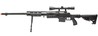 WellFire MB4412BA Bolt Action Airsoft Sniper Rifle w/ Scope and Bipod (Color: Black)