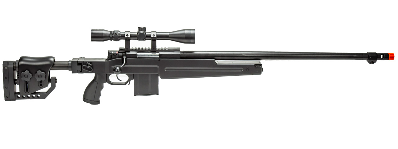 WellFire MB4415BA Bolt Action Airsoft Sniper Rifle w/ Scope (Color: Black) - Click Image to Close