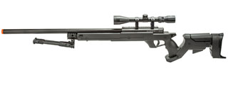 WellFire MBG22BAB Bolt Action Gas Powered Airsoft Sniper Rifle w/ Scope and Bipod (Color: Black)