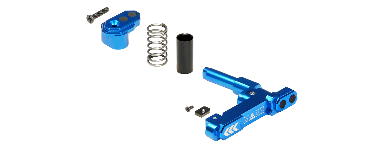 Maxx Model CNC Aluminum Advanced Magazine Release for M4/M16 Style B (Color: Blue) - Click Image to Close