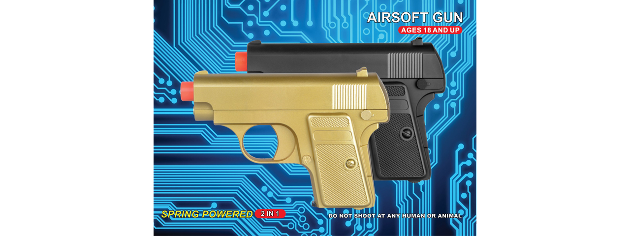 UK Arms Dual Spring Powered Airsoft Pistols (Color: Gold & Black)