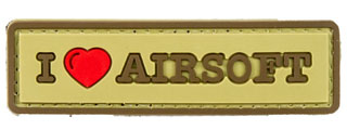 "I Love Airsoft" PVC Morale Patch (Color: Tan)