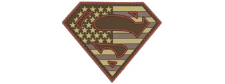 US Flag Superman Shield PVC Patch (Color: Coyote Tan)