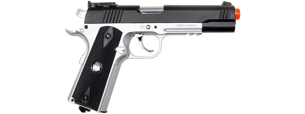 WG Sport 601 1911 CO2 Non-Blowback Airsoft Pistol w/ Accessory Rail (Color: Two Tone) - Click Image to Close