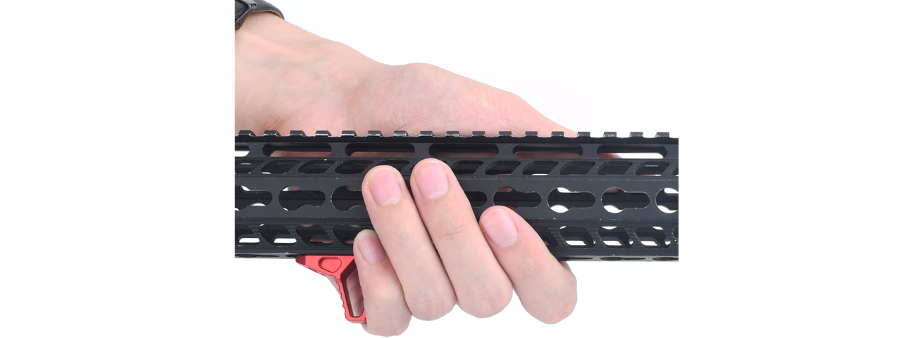 Ranger Armory Angled Hand-Stop for KeyMod and M-LOK (Color: Red) - Click Image to Close