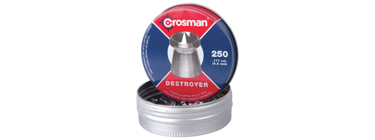 Crosman 250 Count Destroyer Pointed Rimmed .177 Caliber 7.4 Grain 4.5mm Pellets - Click Image to Close
